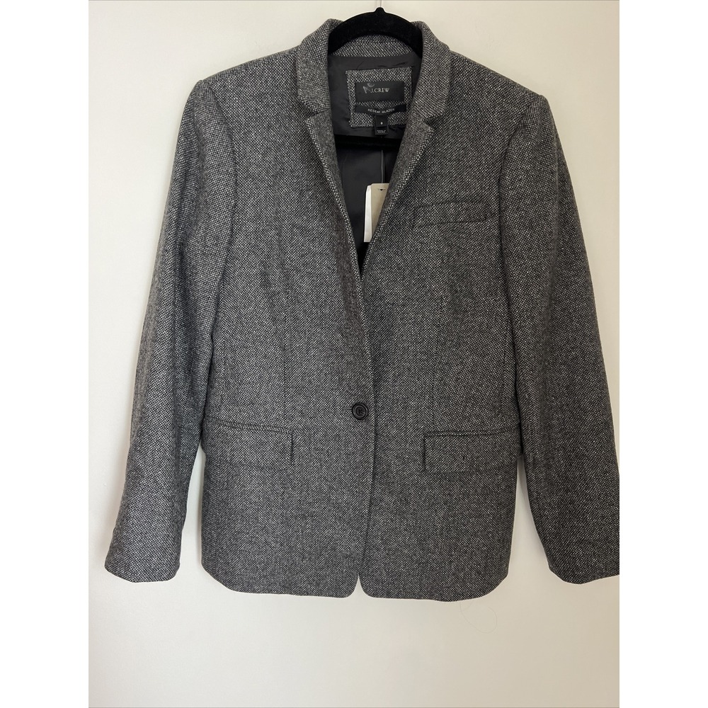 J.CREW Regent Blazer in Donegal Wool Tweed Size 8 Gray C9537 NEW Classic